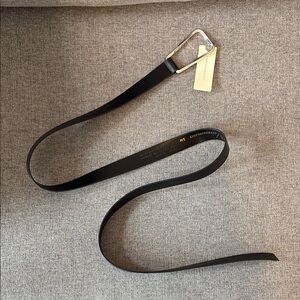Anthropologie Black Vegan Leather Belt with Silver Buckle